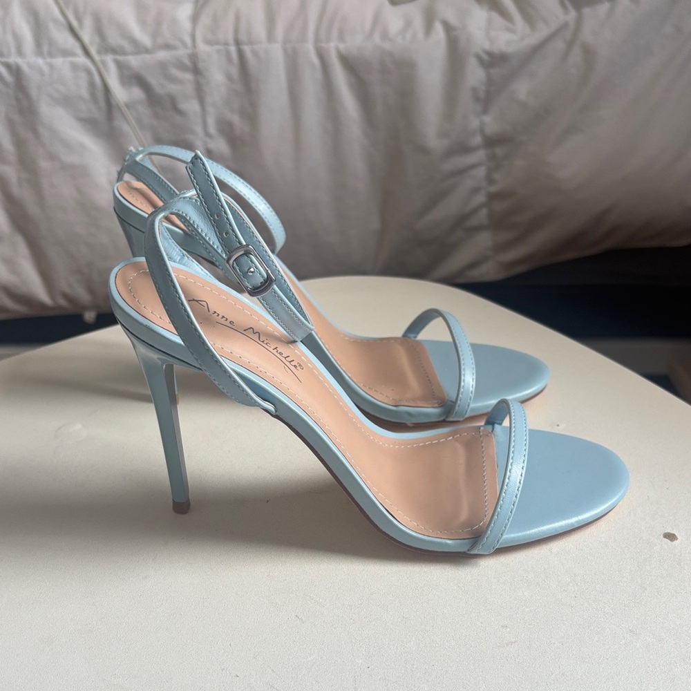 NEW - Anne Michelle Pale Blue Open-Toe Ankle-Strap Heels